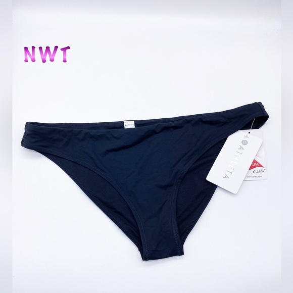 NWT- Athleta Black Clean Medium Bikini Swim Bottom L - Picture 3 of 11